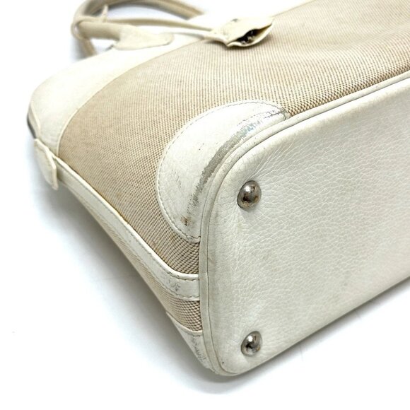 HERMES Bolide35 Bag Hand Bag Toile H / Leather White - Picture 14 of 14